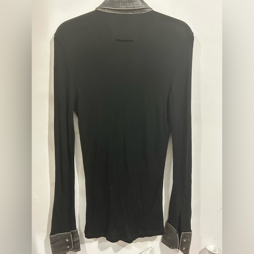 JEAN PAUL GAULTIER HOMME Sheer Black Slim Shirt Zipper Leather Collar/Cuffs S - Picture 3 of 13